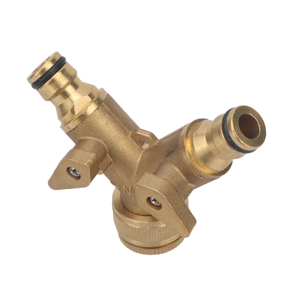 Brass 1/2" To 3/4" Female Thread Y Shape Ball Valve Two Way Water Splitter Garden Tap Quick Connector Irrigation Valve 1Pc