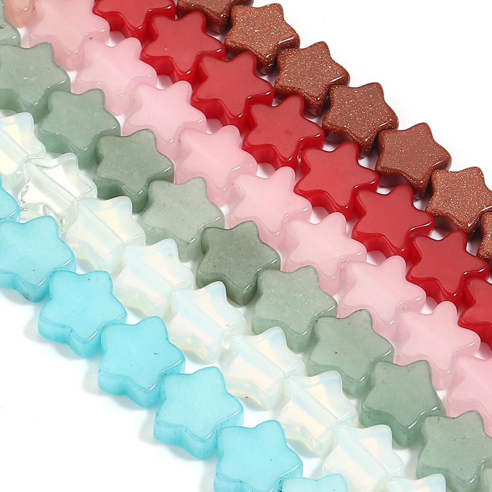Natural Stone Beads 12mm Colorful Star Loose Spacer Beads for Jewelry Making DIY Handmade Bracelet Necklace Keychain Accessories