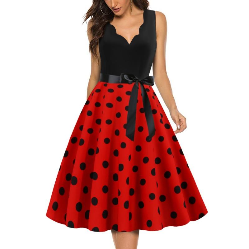 JPNTKY Moda Estiva Primaverile Senza Maniche Scollo a V Abiti Casual