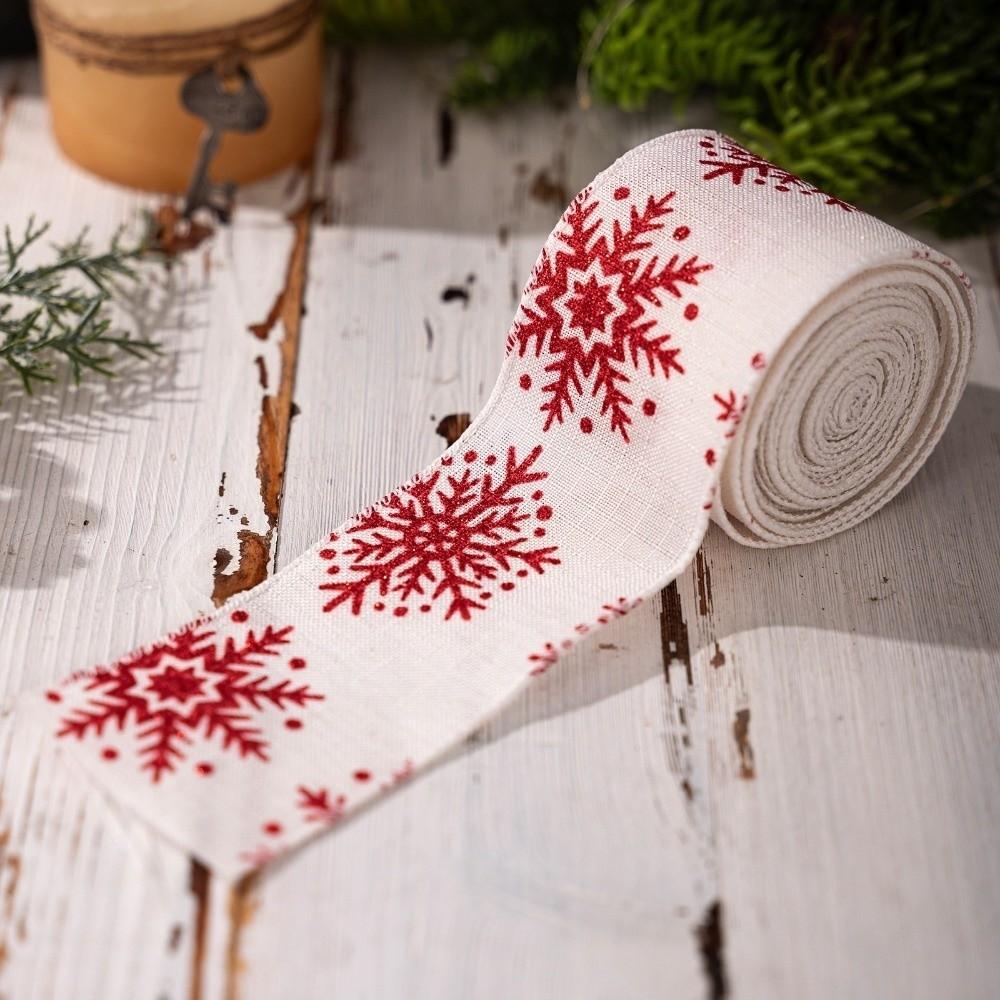 DIY Accessories Christmas Tree Ribbon Lmitation Linen Burlap Ribbon Fabric Swirl Ribbon  Xmas Gift