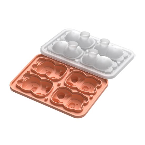 Bärenförmige Silikon-Eiswürfelform mit Deckel Lebensmittelqualität Leicht zu lösende Form Auslaufsicher Stapelbarer Eiswürfelbereiter Unverzichtbar für die Hausbar