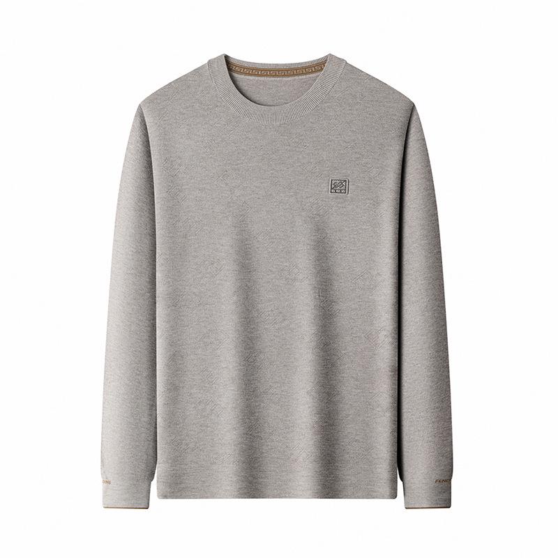 2025 Men's Fashion High-End Jacquard Knit Sweater – Skin-Friendly & Warm Autumn/Winter Base Shirt