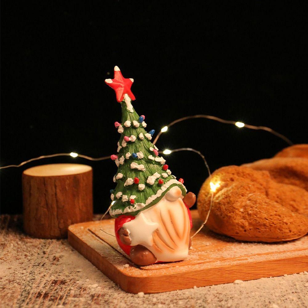 Cute Christmas Faceless Gnome Figurine Handmade Festival Mini Christmas Tree Hat Figurines Resin Crafts