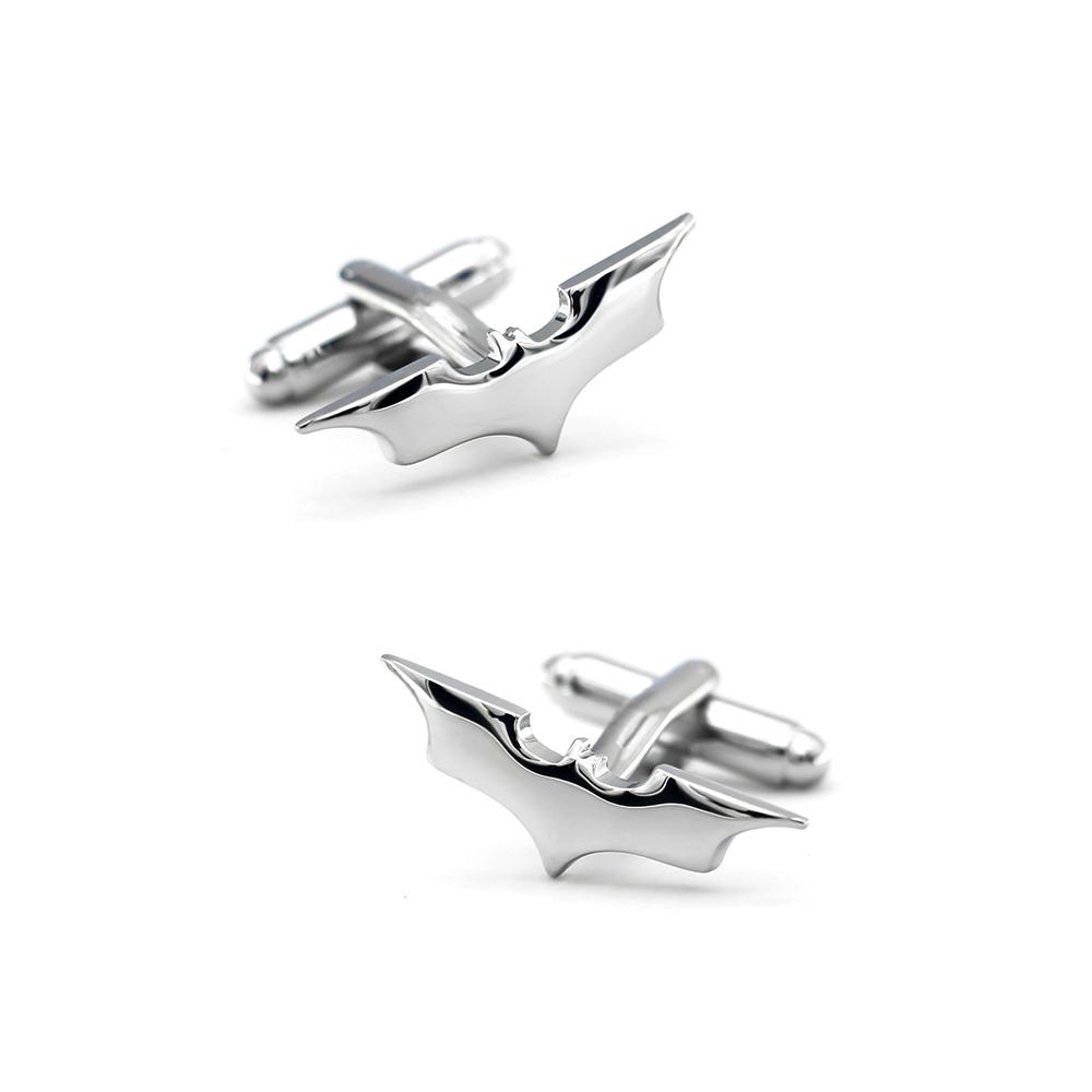 Men'S Bat Cuff Links Shinning Silver Color Superheroes Movie Star Design Quality Brass Cufflinks