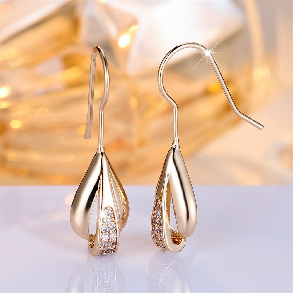 Wassertropfen Anhänger Weiße Zirkonia Stein Hängeohrringe Für Frauen Vintage Goldene Farbe Quasten Ohrring Brautschmuck Hochzeitsgeschenke