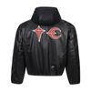 EastRogue American Retro PU Leather Star and Moon Patch Embroidery Zipper Jacket