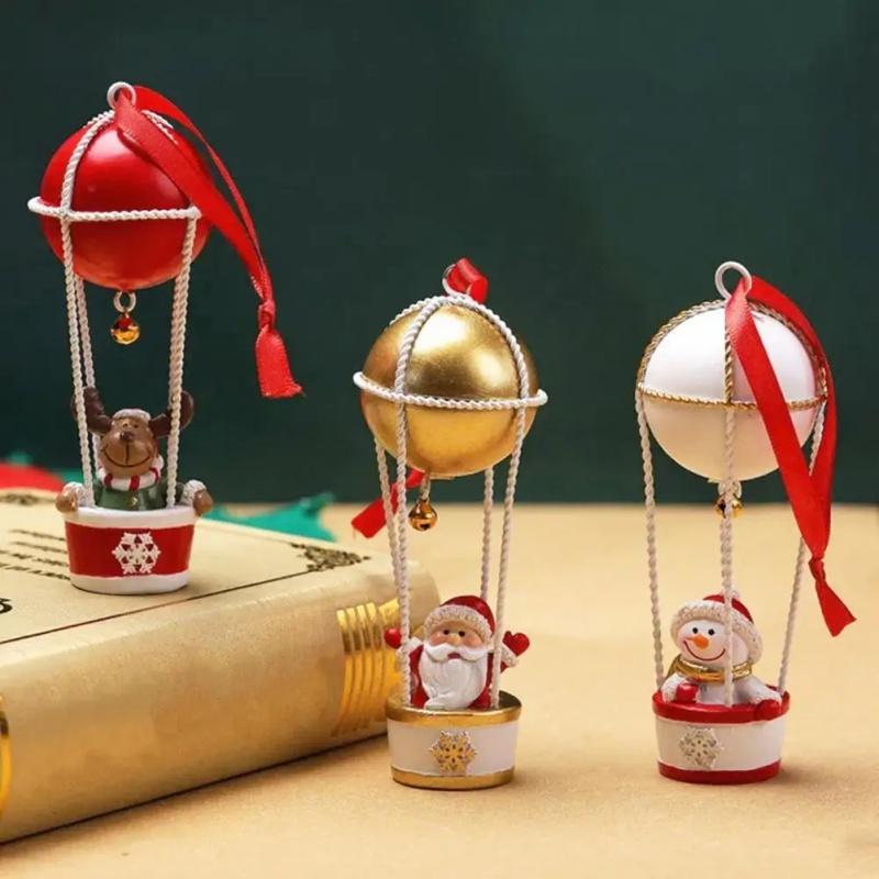 1Pc Christmas Santa/Snowman/Elk Hot Air Balloon Ornament Xmas Hanging Decor