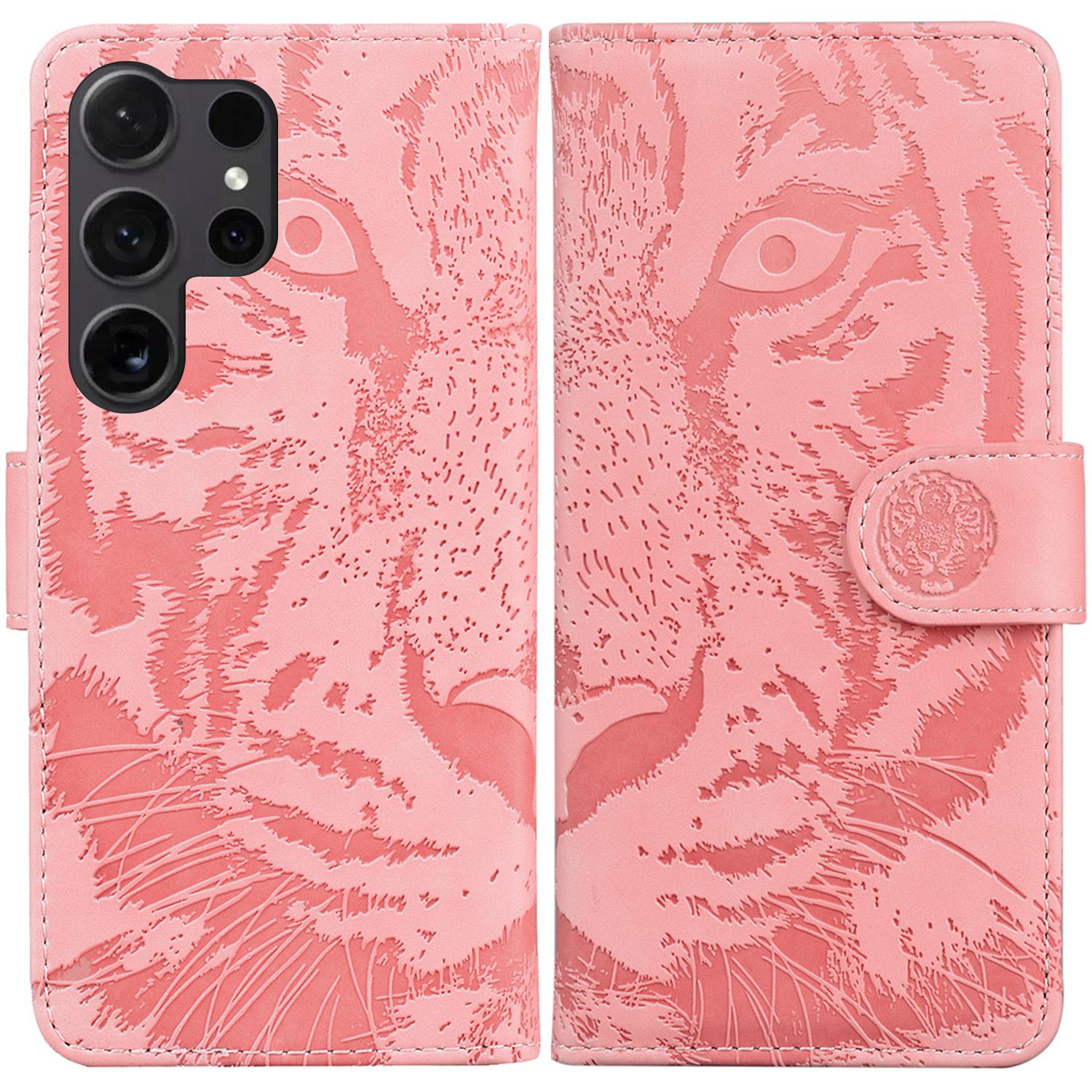 

For Samsung Galaxy S25 Ultra Case Tiger Imprint Leather Wallet Phone Cover B