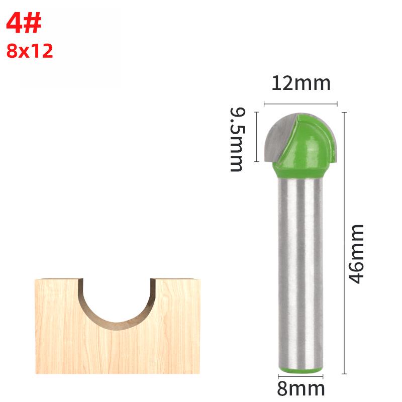 8-Pattern Round Bottom & Head Woodworking Milling Cutter, Grooving & Trimming Router Bit for Engraving & Bakelite Milling