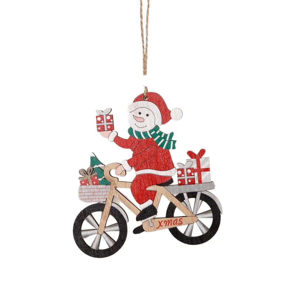 Santa Claus Riding Bicycles Sleds Christmas Wooden Decorations Christmas Tree Hanging Ornaments 2026 New Year Gift
