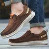 Luxury Brand Men Casual Leather Flat Designer Shoes Genuine Leather Hiking Sneakers Breathable Handmade Flats Walking Shoes Non-