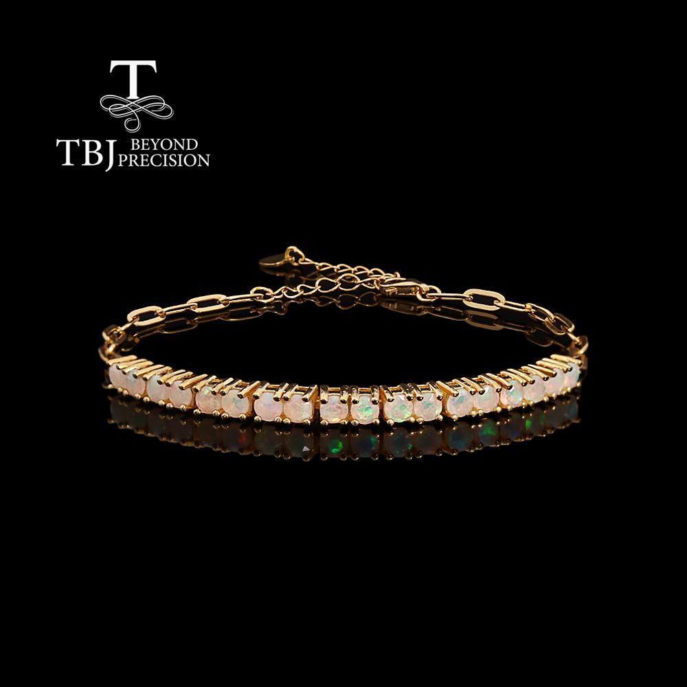 925 Sterling Silver Women's simple Bracelet Natural opal round 3.00mm October Birthstones Light Luxury Jewelry for Festival gifts