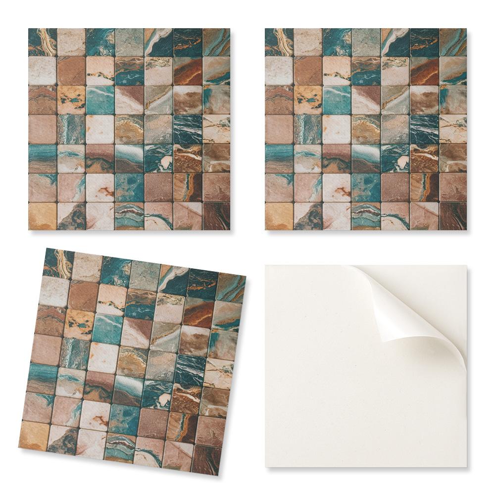 Pack of Printed Vinyl Tiles Ready To Install Mosaic Stone Tiles 9x30x30 Cm