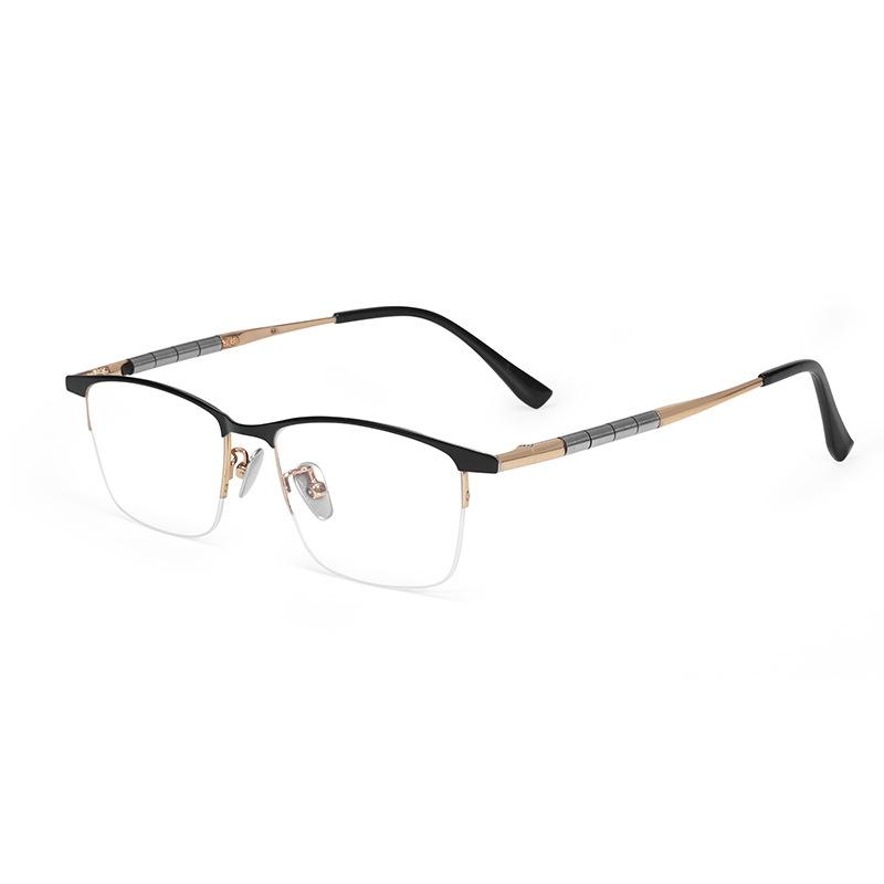 Men Business Half-frame Glasses Pure Titanium Square Eyeglasses Bamboo Knot Design Eyebrow Eyewear Gentleman Spectacle