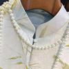 Jacquard Bamboo Leaf Vest Plus Qipao Lady Elegant Chinese Style Clothes Mandarin Collar Sleeveless Coat