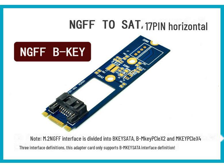 M.2 NGFF to 7-pin SATA Horizontal Converter Adapter