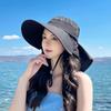 8459 spring and summer outdoor sunscreen visor big brim shawl bucket hat fashion with ponytail hole hat women