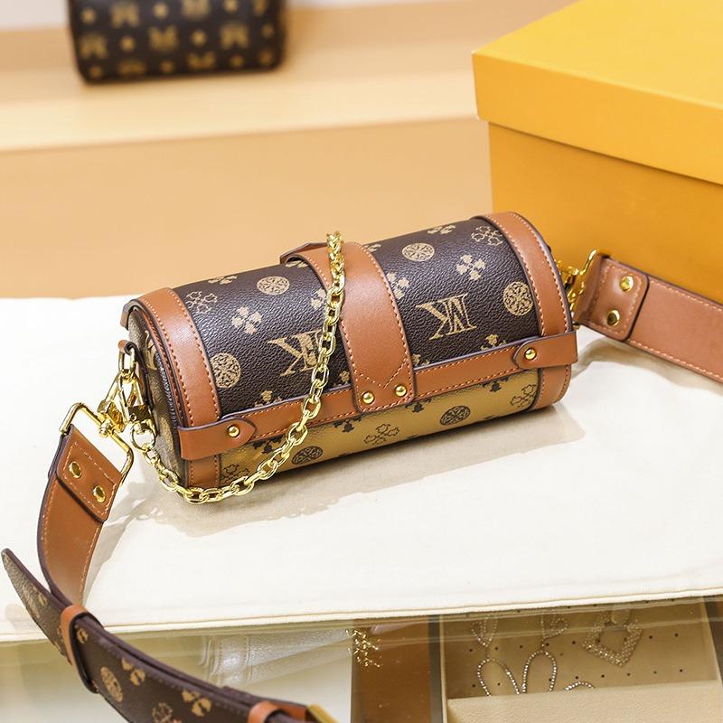 Small Bag Cylinder Bag New Spring Women's Bag Fashion Chain Printed Pillow Bag Versatile Shoulder Messenger Bag