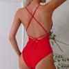 Costume da bagno da donna con cinturino regolabile, bikini da spiaggia intero sexy senza schienale, alla moda casual, grande