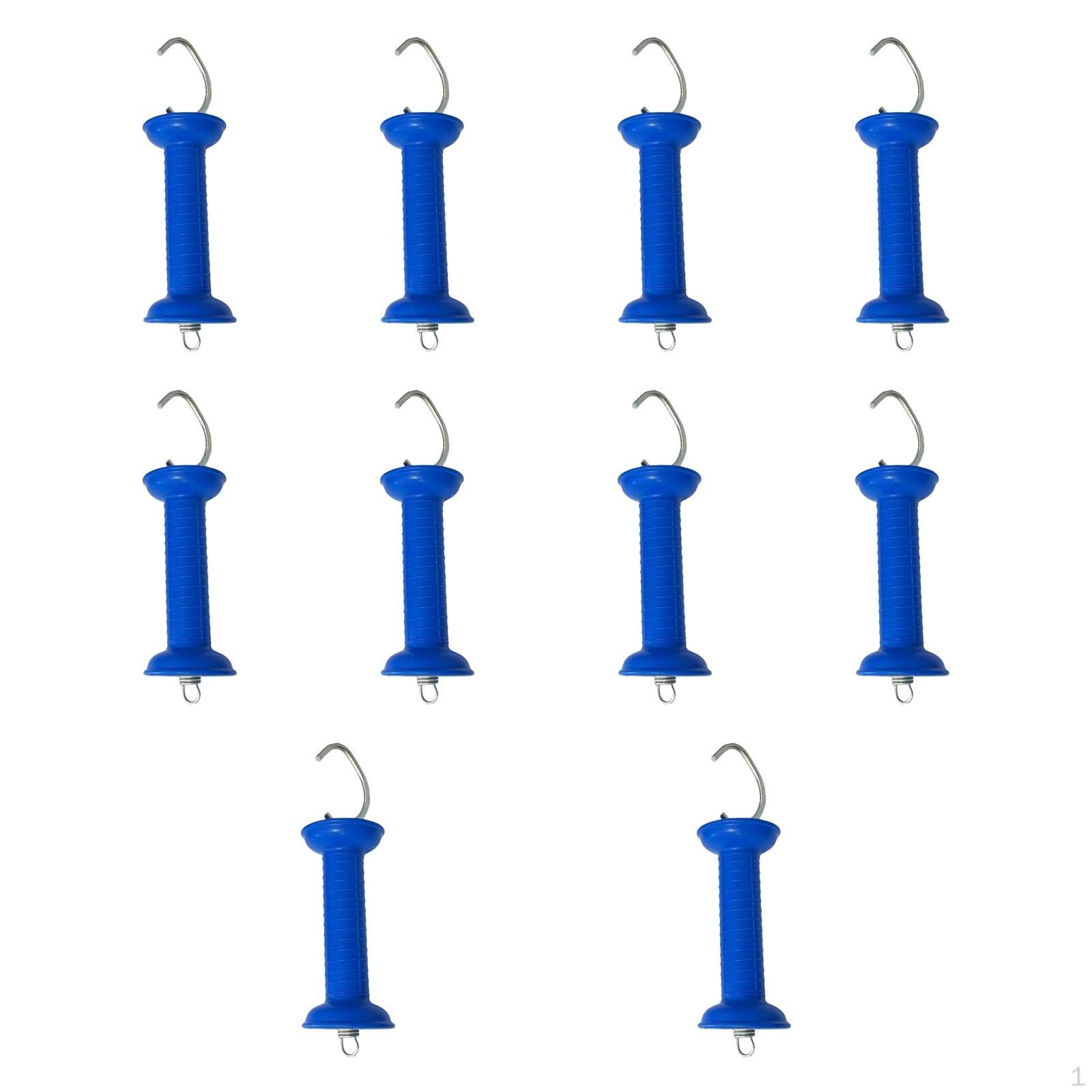 

10 Pack Electric Fence Gate Handles with Insulators And Spring for Livestock синий