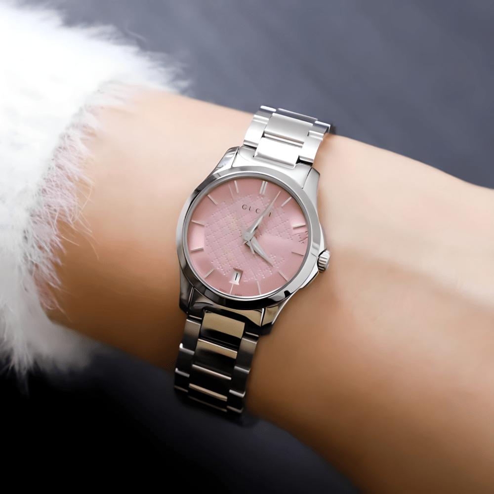 Gucci YA126524 G-Timeless Damenuhr mit rosa Zifferblatt
