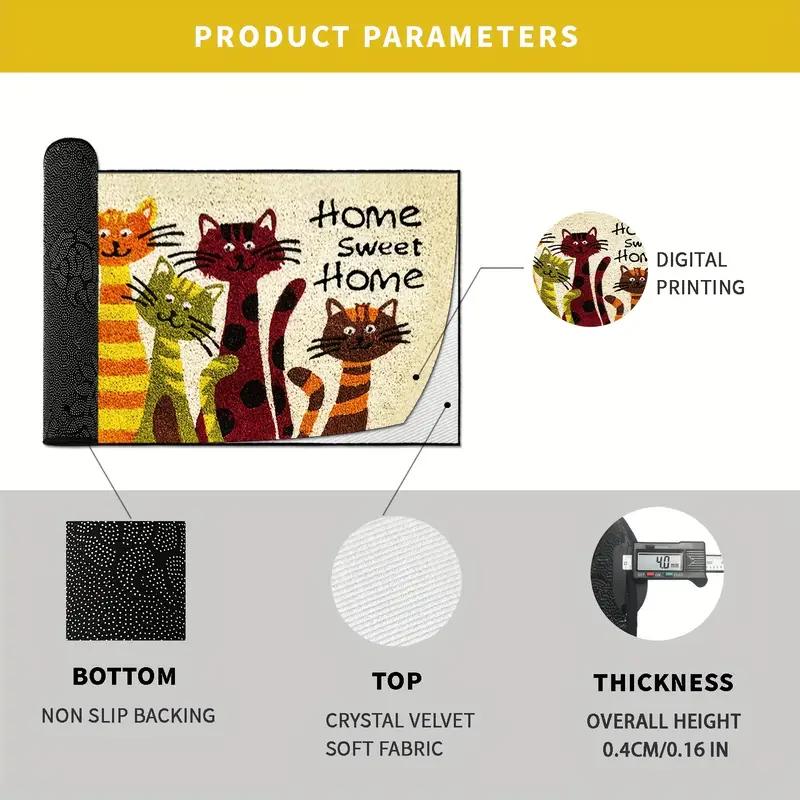 Cartoon Cat Entry Carpet - Durable And Easy To Clean - Indoor Entrance Floor Mat - Bathroom Door Mat - Home Decoration