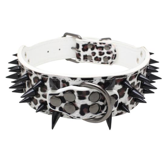 Dog Puppy Faux Leather Rivet Spiked Anti-bite Collar Necklace Pet Neck Band