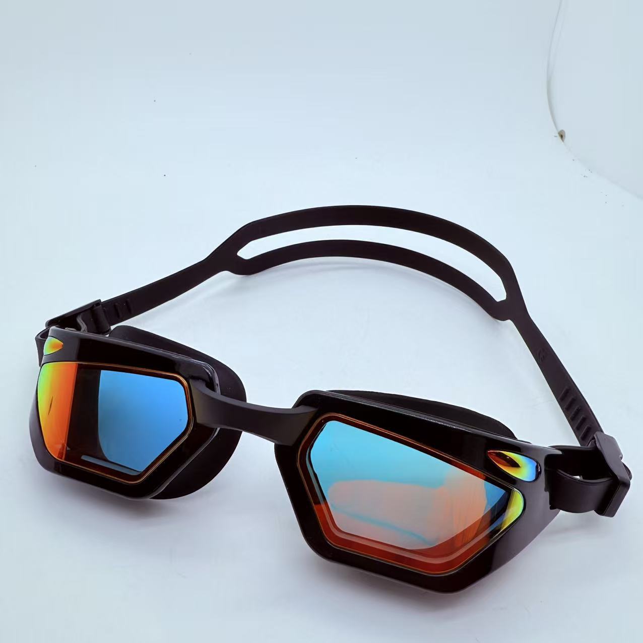 Detachable swimming goggles, competitive swimming goggles for adults, small-frame swimming goggles, racing anti-fog swimming goggles Classic black frame + Ref