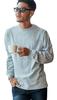 Unisex ar garām piedurknēm liels smags S 04 [Labs valkāšanai] Vīriešu T-krekls, siluets, svars, kabata, vienkrāsains, 2W7-8518 [-] (GRY)