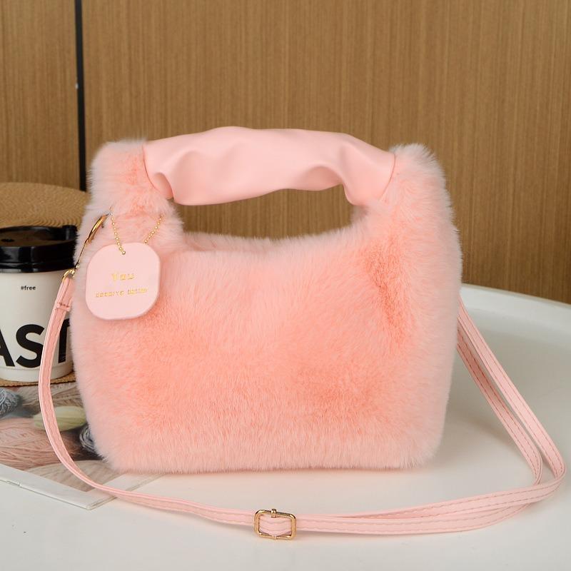 Fashionable Plush Messenger Bag Imitation Fur Women's Bag Autumn and Winter Retro Handbag Lady Plush Handbag Party 2024