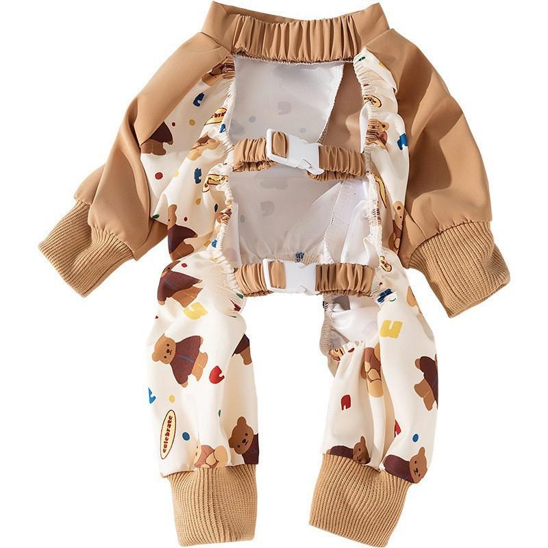 All-Season Printed Patchwork Dog Pants Small To Medium Breeds Bichon Frise Waterproof Dustproof Pet Clothing