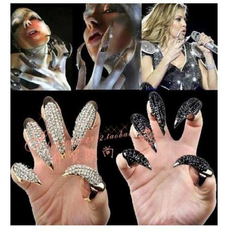 1/5Pc Exaggerate Armor Nails Rings For Women Eagle Claw Black/Gold Crystal Ring Set