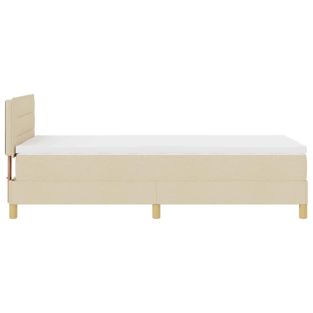 Box Spring Bed with Cushions and Adjustable Headboard Cream 80 x 200 cm Fabric