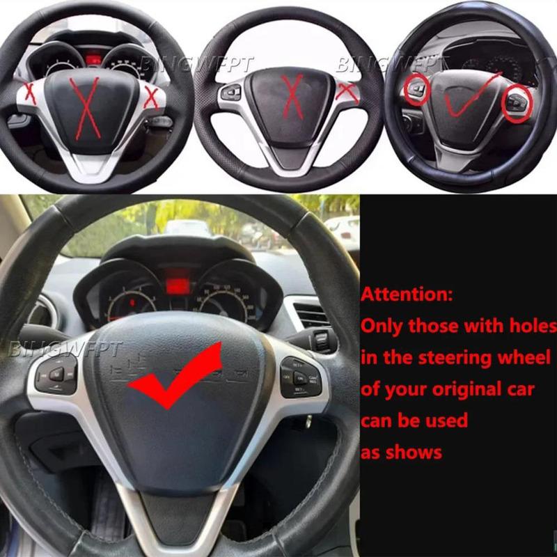 Car Frame Panel Steering Wheel Cover +Cruise Control Buttons + Wire For Ford Fiesta MK7 MK8 Ecosport 2013-2015