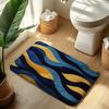 Deep Blue & Yellow Wave Bath Mat – Non-Slip, Quick-Dry Rug for Bathroom, Kitchen & Entryway, Ideal Housewarming Gift