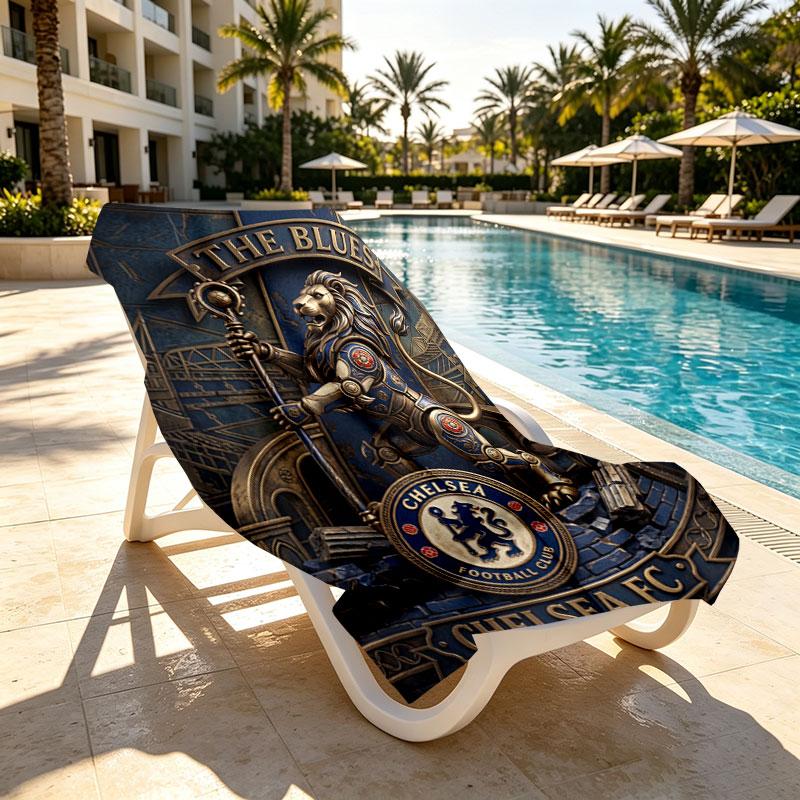 Chelsea FC Print Beach Towel Design, Soft, Lightweight. for Home Bathroom, Spa, Pool, Yoga, Surfing, Camping, Gift for Family, Friend