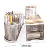 Storage Rack Swivel Pencil Holder 360 Degree Rotating Desk Organizer with 4 Compartments Drawers Plastic Stationery Organizer