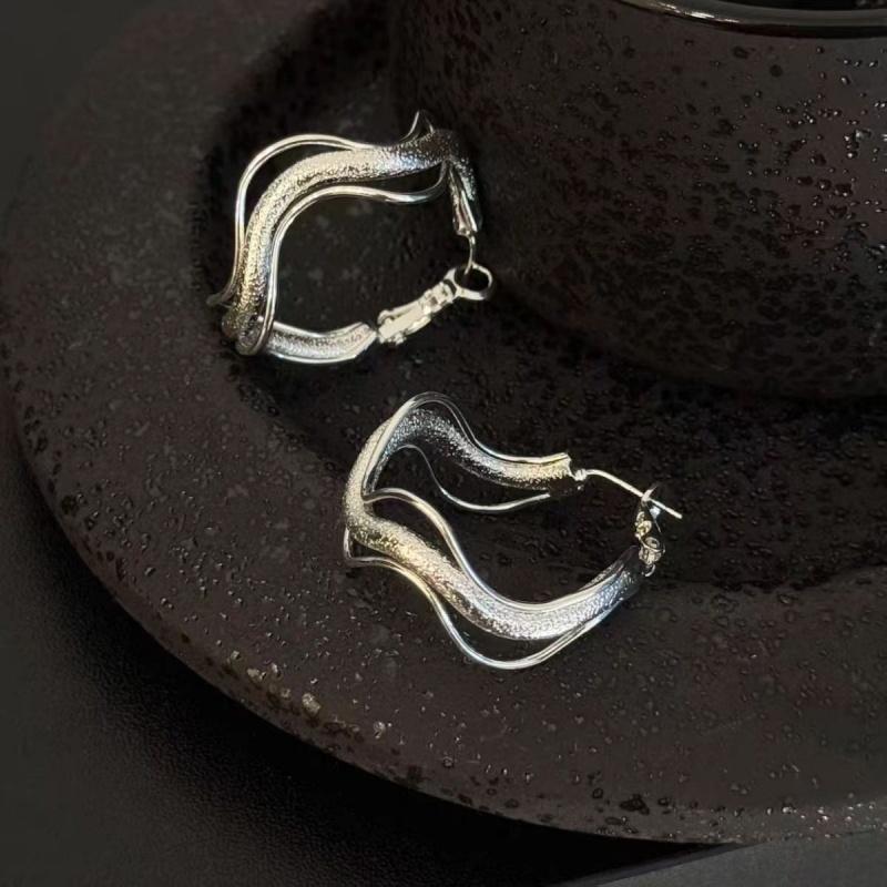 

New Circle Twists Hoop Earring For Women Simple Temperament Hyperbole Copper Color Metal Ear Zircon Gift Aros