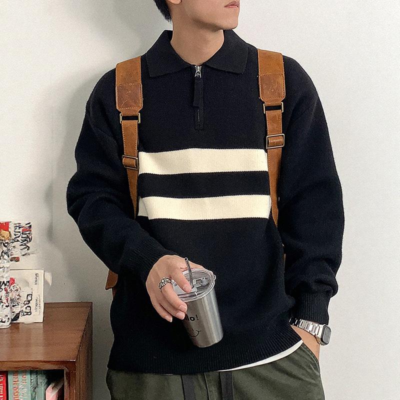

Men s 2025 Winter Color Block Half-Zip Sweater XL (70-78 kg) чорний