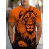T-shirt Estiva da Uomo con Stampa Digitale 3D Leone