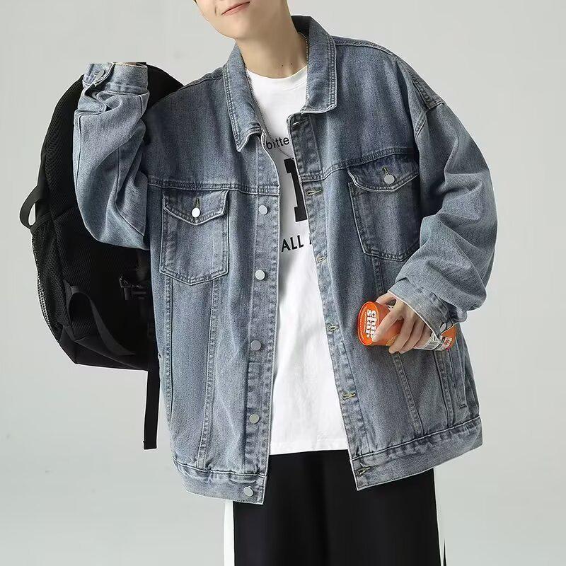 Men's Retro American Denim Jacket – Loose Fit Streetwear for Spring & Autumn