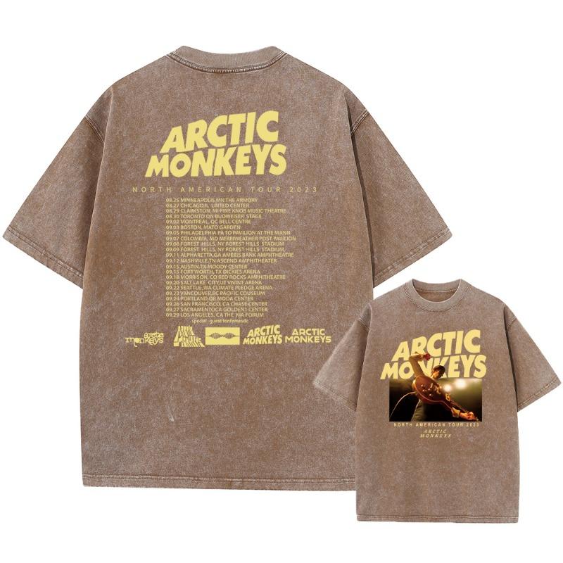 Retro Rock Arctic Monkeys Musikalbum Grafik T-Shirt Herren Vintage Washed Oversized Kurzarm T-Shirt Y2k Hip Hop Streetwear