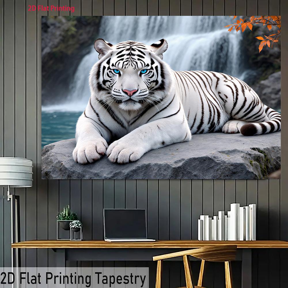 1 piece of snow-white Tiger King, polyester banner background fabric, perfect for room decoration and celebration events