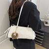 Autumn and winter new lamb wool mini mobile phone bag, high-end simple shoulder bag, fashionable shoulder plush messenger bag