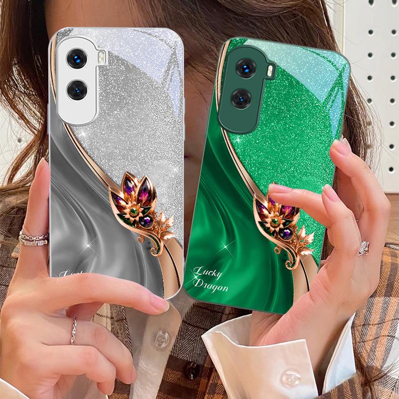 Colorful gemstone pattern For Honor 30 50 50SE 70 Pro 90 200 200Pro Magic 4 5 7 Lite X9c Smart X50i Plus X9 X30 Glass Phone Case