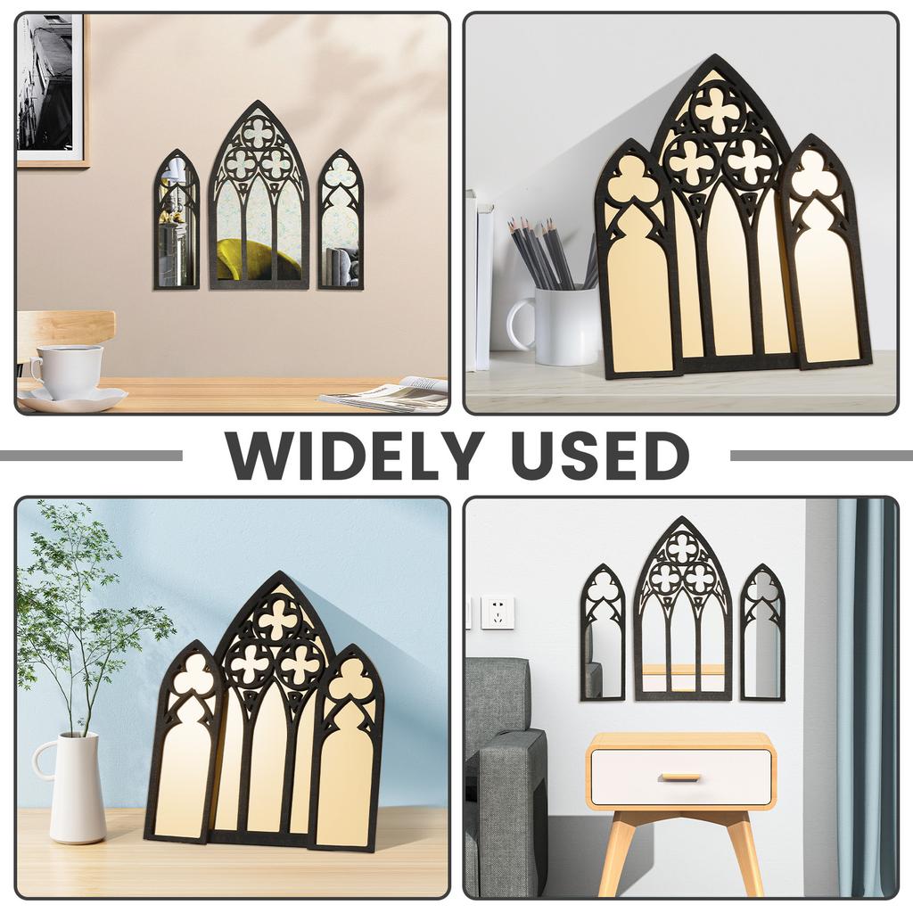 Gothic Mirrors Wall Decorative Mirror Gothic Arched Wall Mirror Vintage Cathedral Arch Frame Mirror for Halloween Christmas Home