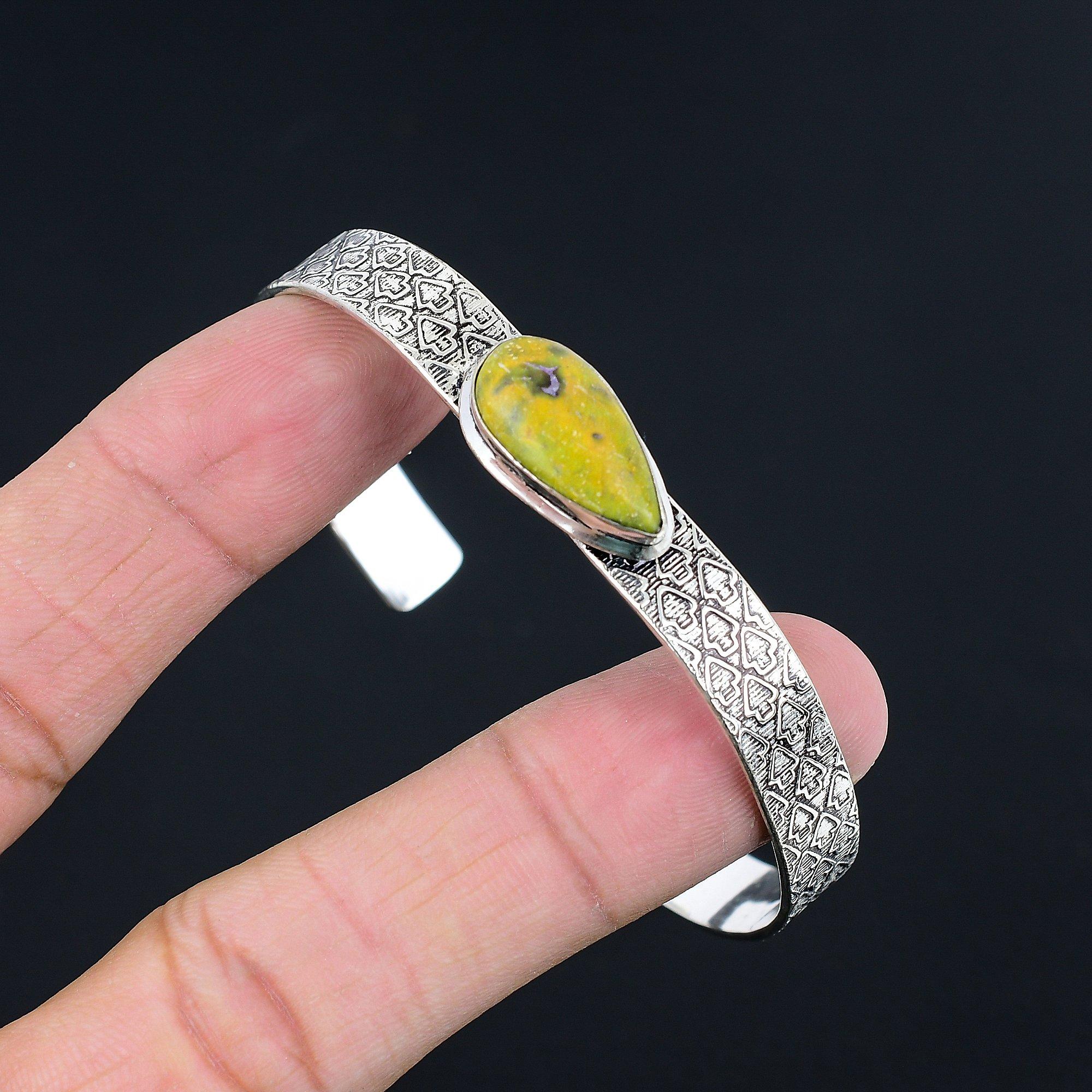 

Mothers day Deal Sterling Silver Atlantisite Stone Artisan New Bangle Jewelry Adjustable