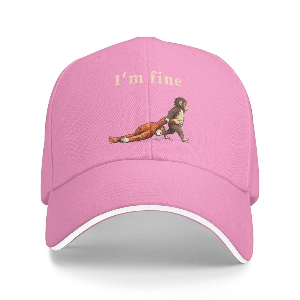 Baseball Caps Sad Monkey Punch Meme With An Orange Toy I'm Fine Awesome Casquette FeUnisex Unisex Outdoor Spring Hats