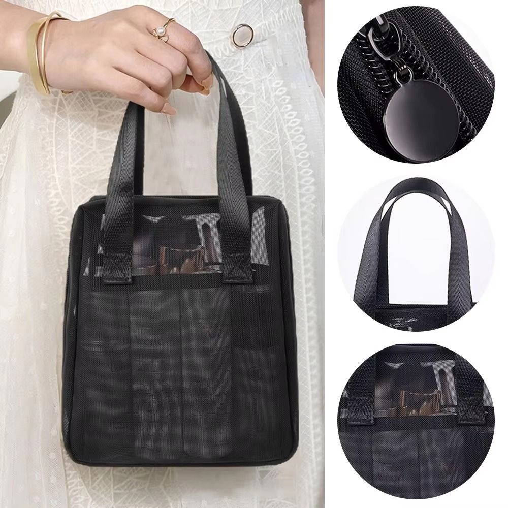 Large Capacity Mesh Shower Bag Comfortable Handle Foldable Mesh Tote Outdoor