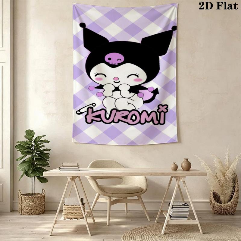 Kawaii Kuromi Tapestry Cute Room Tapestry Fashion Print Background Cloth Home Decor Homestay Soft Decoration Tapestry Background Wall Hanging Cloth